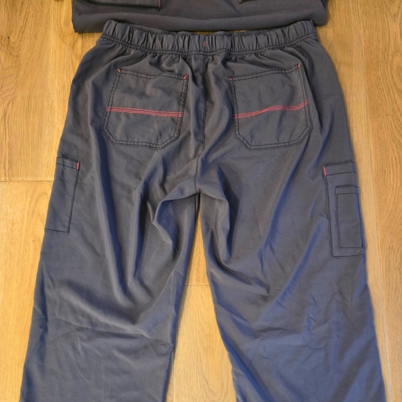 Carhartt Force Cross Flex Scrub Set Womens Medium Pewter Gray Pink Trim Stretch - Picture 9 of 9